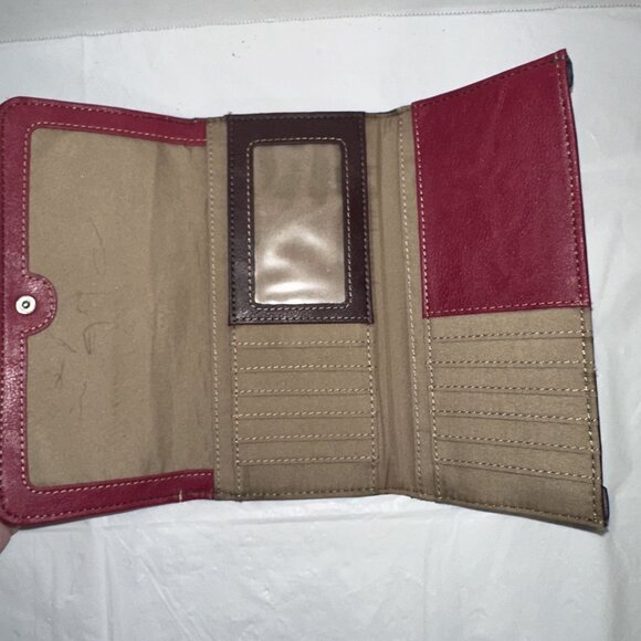 Womens Multicolor Leather Wallet With Zipper & Snap Closure By Relic - Picture 4 of 5